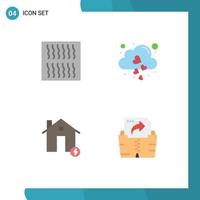 4 Thematic Vector Flat Icons and Editable Symbols of food charge cloud fall estate Editable Vector Design Elements