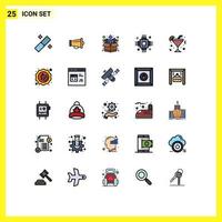 25 Universal Filled line Flat Colors Set for Web and Mobile Applications drink equipment package electronic devices Editable Vector Design Elements