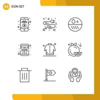 Set of 9 Modern UI Icons Symbols Signs for man jacket dermatologist tool pencil Editable Vector Design Elements