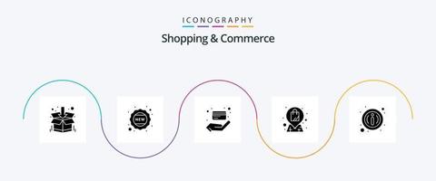 Shopping And Commerce Glyph 5 Icon Pack Including info. details. cash. bag. shop vector