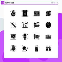 Set of 16 Modern UI Icons Symbols Signs for service team laptop partnership collaboration Editable Vector Design Elements