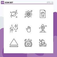 Group of 9 Outlines Signs and Symbols for body language development corporate design coding Editable Vector Design Elements