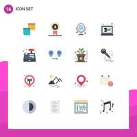 Flat Color Pack of 16 Universal Symbols of online auction award heard love Editable Pack of Creative Vector Design Elements