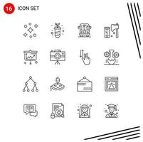 User Interface Pack of 16 Basic Outlines of arrows wood cargo tool construction Editable Vector Design Elements