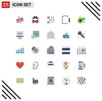 Flat Color Pack of 25 Universal Symbols of file document day data spa Editable Vector Design Elements