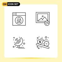 4 Creative Icons Modern Signs and Symbols of web satellite unlock reload science Editable Vector Design Elements