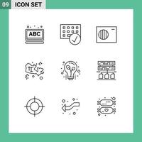 9 Outline concept for Websites Mobile and Apps light world hardware treasure map Editable Vector Design Elements