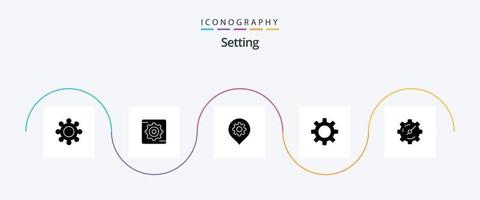 Setting Glyph 5 Icon Pack Including . timer. location. setting. gear vector