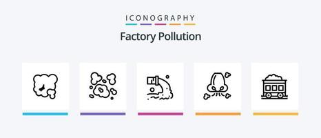 Factory Pollution Line 5 Icon Pack Including world. pollution. pollution. help. pollution. Creative Icons Design vector