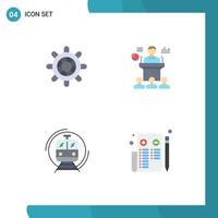 Group of 4 Modern Flat Icons Set for boat train business presentation public Editable Vector Design Elements