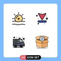Filledline Flat Color Pack of 4 Universal Symbols of nature emergency weather up upload Editable Vector Design Elements