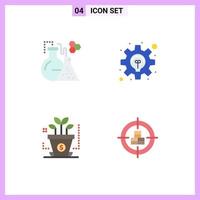 Set of 4 Vector Flat Icons on Grid for flask investment tube solution buy Editable Vector Design Elements