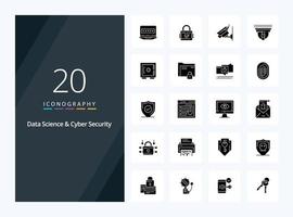 20 Data Science And Cyber Security Solid Glyph icon for presentation vector