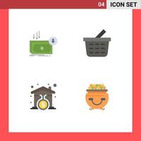 4 Thematic Vector Flat Icons and Editable Symbols of business house expense basket signature Editable Vector Design Elements