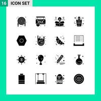 Set of 16 Modern UI Icons Symbols Signs for basic eye box bottle solution Editable Vector Design Elements