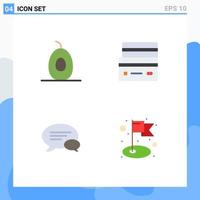 Mobile Interface Flat Icon Set of 4 Pictograms of avocado communication card payment chatting Editable Vector Design Elements