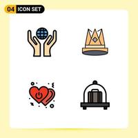 4 Filledline Flat Color concept for Websites Mobile and Apps care heart crown first off Editable Vector Design Elements