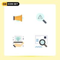 4 Universal Flat Icon Signs Symbols of megaphone diamond speaker view hold Editable Vector Design Elements