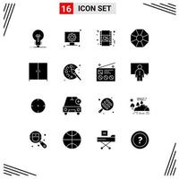 Set of 16 Commercial Solid Glyphs pack for wardrobe furniture film present diamond Editable Vector Design Elements