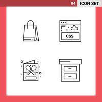 Group of 4 Filledline Flat Colors Signs and Symbols for bag menu internet coffee archive Editable Vector Design Elements