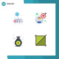 Universal Icon Symbols Group of 4 Modern Flat Icons of game bag multiplayer goal money Editable Vector Design Elements