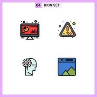 4 Creative Icons Modern Signs and Symbols of analytic analytics monitor warning human Editable Vector Design Elements