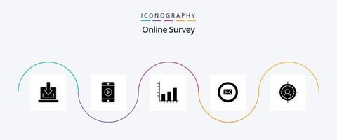 Online Survey Glyph 5 Icon Pack Including business . video . graph. business vector