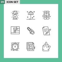 9 Thematic Vector Outlines and Editable Symbols of circular tool device roller construction Editable Vector Design Elements