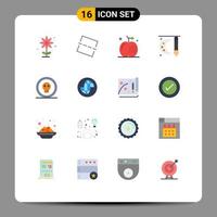 Modern Set of 16 Flat Colors Pictograph of coin painting brush cooking painting art Editable Pack of Creative Vector Design Elements