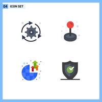 Mobile Interface Flat Icon Set of 4 Pictograms of setting global gear fun world Editable Vector Design Elements