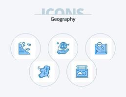 geo grafía azul icono paquete 5 5 icono diseño. globo. mano. guía. pesca. pescado vector
