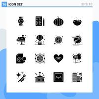 Pictogram Set of 16 Simple Solid Glyphs of life city pumpkin nest easter Editable Vector Design Elements