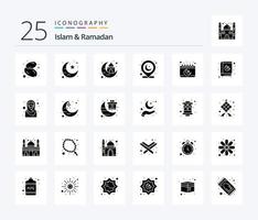 islam y Ramadán 25 sólido glifo icono paquete incluso islam. mapa alfiler. edificio. musulmán. islam vector