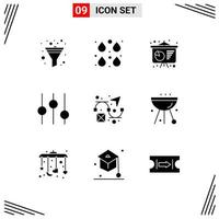 9 User Interface Solid Glyph Pack of modern Signs and Symbols of barbecue creativity business presentation creative options Editable Vector Design Elements