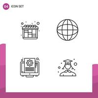 Set of 4 Vector Filledline Flat Colors on Grid for iteration female map file student Editable Vector Design Elements