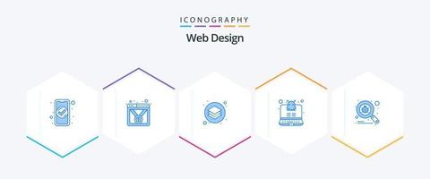 Web Design 25 Blue icon pack including bug. hacking. web page. computer. layer vector