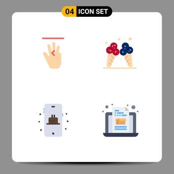 4 4 universal plano íconos conjunto para web y móvil aplicaciones mano móvil izquierda crema ordenador portátil editable vector diseño elementos