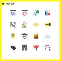 Pack of 16 Modern Flat Colors Signs and Symbols for Web Print Media such as help customer tea apple education Editable Pack of Creative Vector Design Elements