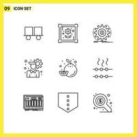 Modern Set of 9 Outlines Pictograph of fruit user setting finance configuration money Editable Vector Design Elements