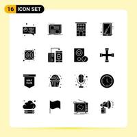 User Interface Pack of 16 Basic Solid Glyphs of electricity touchscreen building tablet shops Editable Vector Design Elements