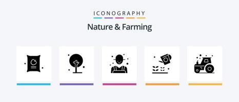 Nature And Farming Glyph 5 Icon Pack Including farm. sprinkier. farm. nature. farming. Creative Icons Design vector