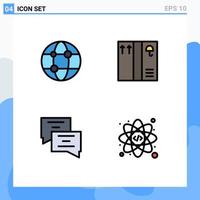 Set of 4 Modern UI Icons Symbols Signs for business web technology chat coding Editable Vector Design Elements