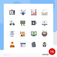 Group of 16 Modern Flat Colors Set for eco accidents malware crash growth Editable Pack of Creative Vector Design Elements