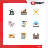 Stock Vector Icon Pack of 9 Line Signs and Symbols for video notification share mobile magic Editable Vector Design Elements