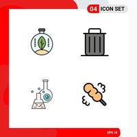 4 Thematic Vector Filledline Flat Colors and Editable Symbols of green beaker power recycle test Editable Vector Design Elements