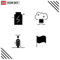 Modern Set of Solid Glyphs and symbols such as battery cloud software energy cloud database filled Editable Vector Design Elements