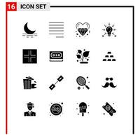 Set of 16 Modern UI Icons Symbols Signs for symbols suggestion love solution question Editable Vector Design Elements