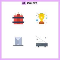 Set of 4 Modern UI Icons Symbols Signs for bomb mail award star sent Editable Vector Design Elements