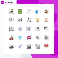 Pack of 25 creative Flat Colors of carriage human cable computer avatar Editable Vector Design Elements