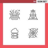 Universal Icon Symbols Group of 4 Modern Filledline Flat Colors of basket cloud store transmission storage Editable Vector Design Elements